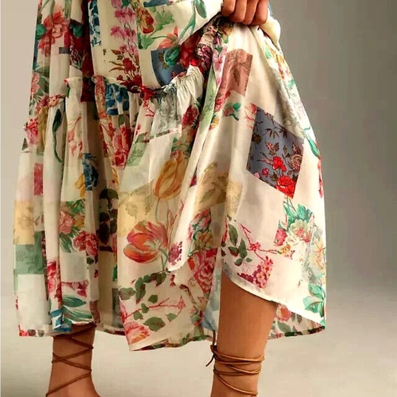 Anthropologie Patchwork Floral Midi Dress - Picture 4 of 8